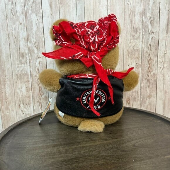 Vintage Billy The Biker Bear in Wilsons Leather Vest Limited Edition Plush toy - Picture 5 of 13
